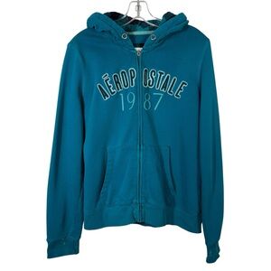 Vintage Y2K Aeropostale Spellout Full Zip Lined Plaid Hood Embroidered Hoodie XL